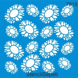 Ayçiçekli Desen - StencilSepeti