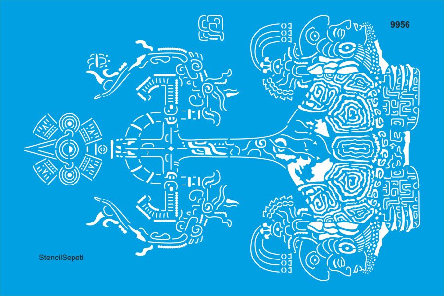 Aztek Duvar Deseni - Stencil Desen Şablonu - 1