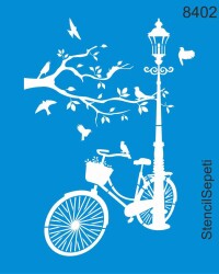 Bisiklet ve Kuşlar - StencilSepeti