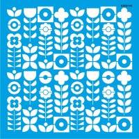 Çiçekler Duvar Deseni Stencil Boyama Şablonu - StencilSepeti