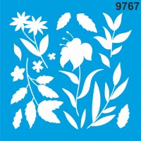 Çiçekler Ve Yapraklar - Stencil Boyama Şablonu - StencilSepeti