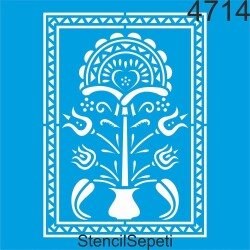 Çiçekli Çerçeve Deseni - Stencil Şablon - StencilSepeti