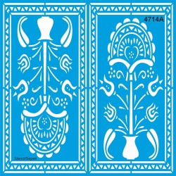 Çiçekli Çerçeve Deseni - Stencil Şablon - StencilSepeti