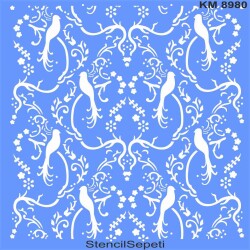 Çiçekli Duvar Deseni - Stencil Boyama Şablonu - StencilSepeti