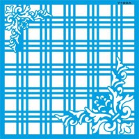 Çiçekli Ekose Deseni - Stencil Boyama Şablonu - StencilSepeti