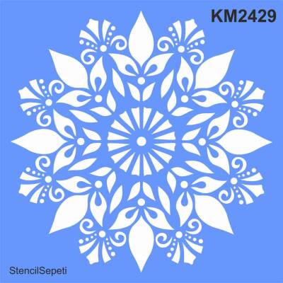 Çiçekli Mandala Deseni - Stencil Boyama Şablonu - 1