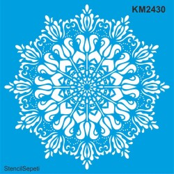 Çiçekli Mandala Deseni - Stencil Boyama Şablonu - StencilSepeti