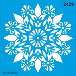 Çiçekli Mandala Deseni - Stencil Desen Şablonu - StencilSepeti
