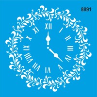 Çiçekli Saat - Stencil Boyama Şablonu - 1
