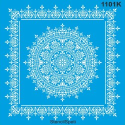 Dairesel Damask Desen Stencil Boyama Şablonu - StencilSepeti