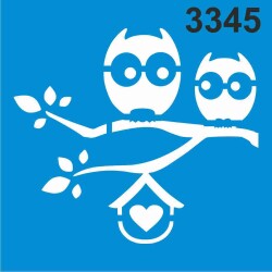 Daldaki Baykuşlar - Stencil Boyama Şablonu - StencilSepeti