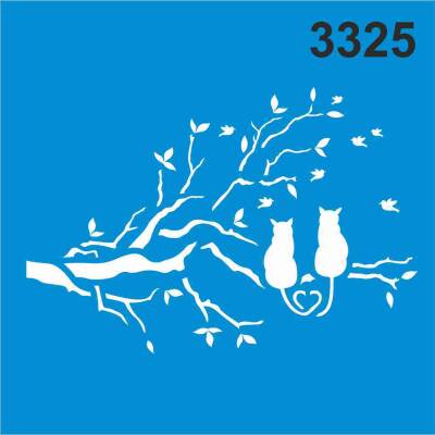 Daldaki Kediler - Stencil Boyama Şablonu - 1