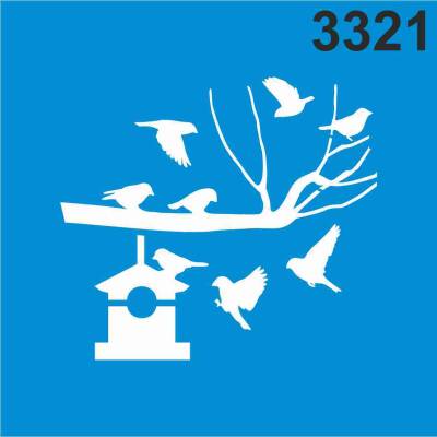 Daldaki Kuşlar - Stencil Boyama Şablonu - 1