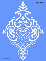 Damask Duvar Deseni - Stencil Boyama Şablonu - StencilSepeti