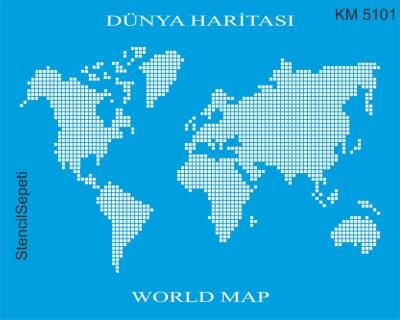 Dünya Haritası - Stencil Desen Şablonu - 1