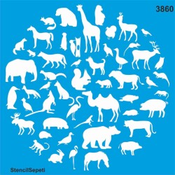 Hayvanlar Duvar Deseni - Stencil Boyama Şablonu - StencilSepeti