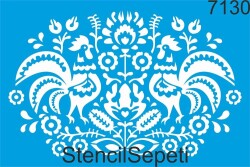 Horozlar Ve Çiçekler - StencilSepeti