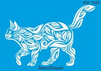 Kedili Zen Deseni - Stencil Boyama Şablonu - StencilSepeti