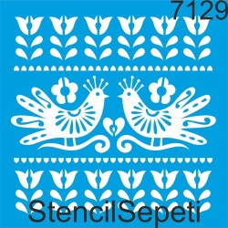 Kuşlar Ve Çiçekler - StencilSepeti