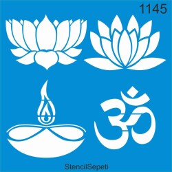 Lotus Çiçeği Ve Om Sembolü - StencilSepeti