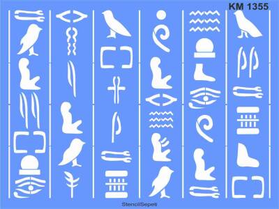 Mısır Duvar Deseni - Stencil Desen Şablonu - 1