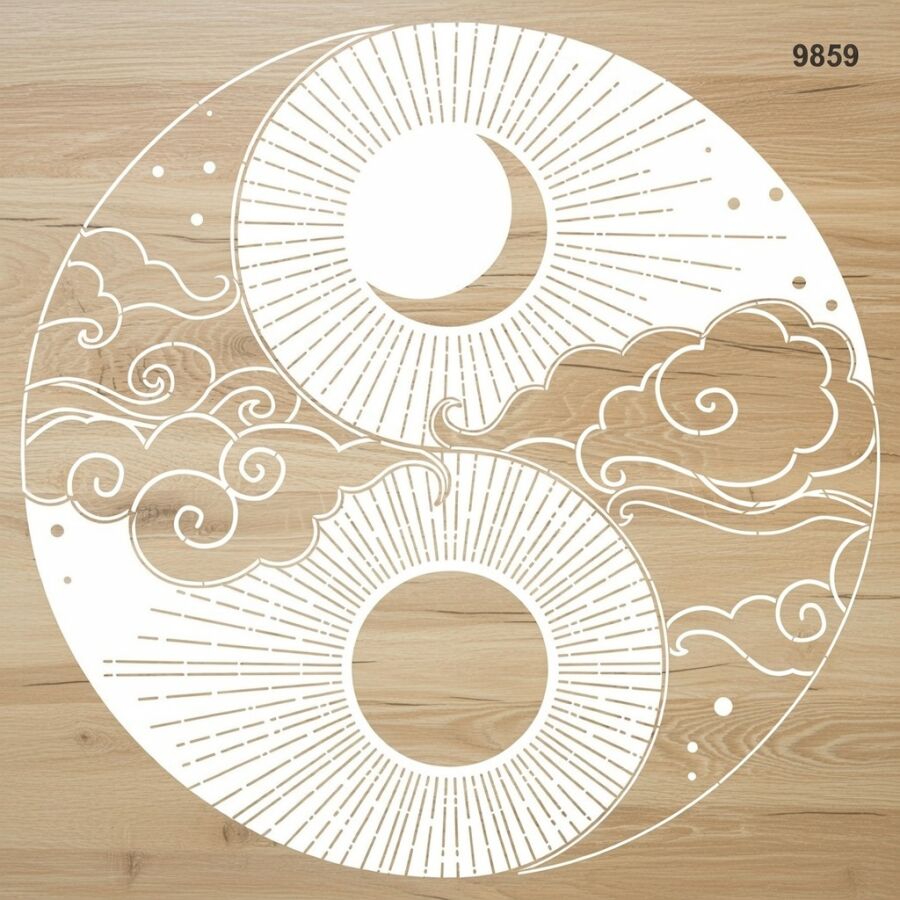 Modern Yin Yang - Stencil Boyama Şablonu - 2