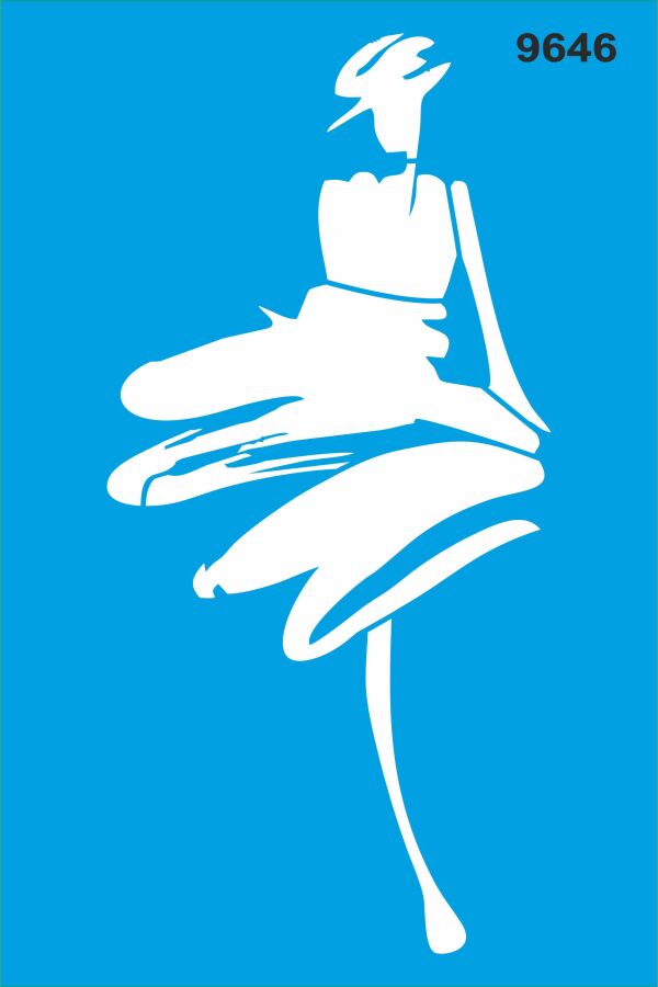 Sanatsal Kadın Çizim - Stencil Boyama Şablonu - 1
