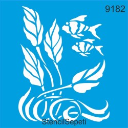 Süs Balığı ve Bitkiler - StencilSepeti