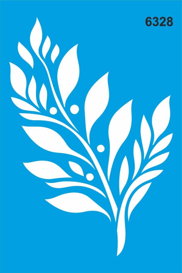 Yaprak Deseni Stencil Boyama Şablonu - 1