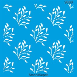 Yapraklı Duvar Deseni - Stencil Boyama Şablonu - StencilSepeti