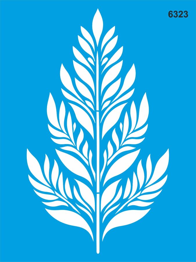Yapraklı Duvar Deseni Stencil Boyama Şablonu - 1